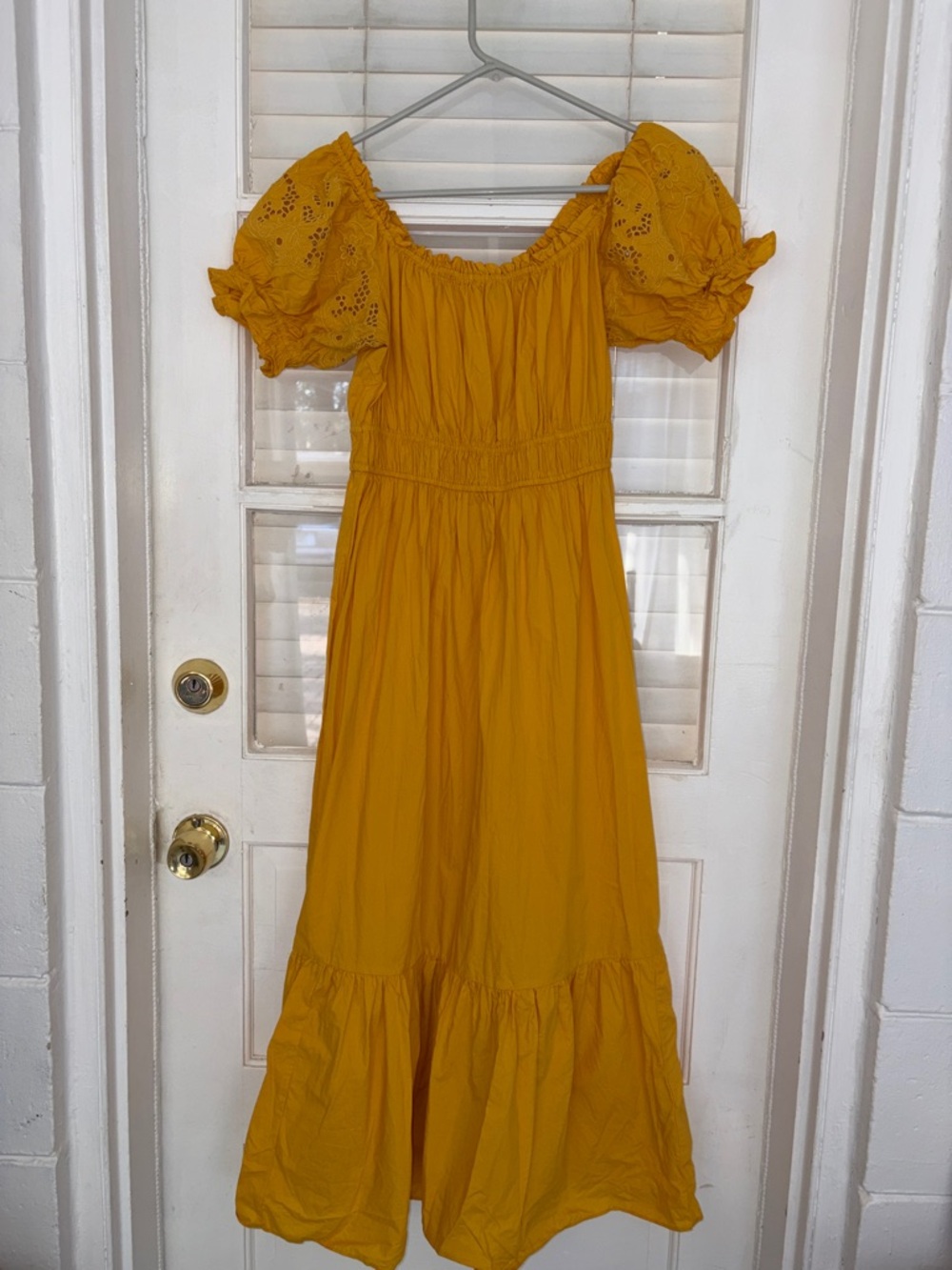 H&M Mustard Yellow Puff Sleeve Maxi Dress